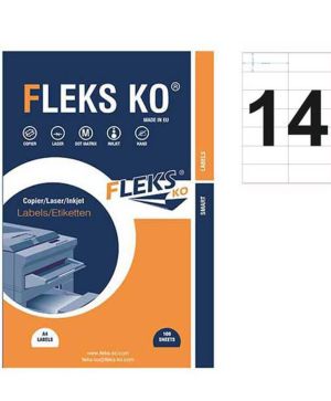 Етикети в кутия A4 Fleks ko, 14бр на лист,105х42,3 мм, 100бр