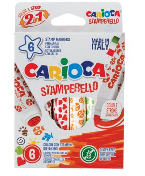 Маркер за рисуване Carioca, с печати, 6 цвята