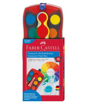 Бои Акварелни Faber-Castell Connector, 12 цвята, Червен