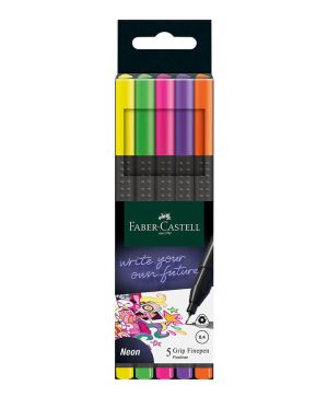 Тънкописец Faber Castell, 5 броя, Неон