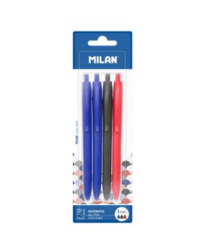 Химикалка автоматична  Milan P1 Touch, 4 броя,  блистер