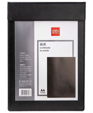 Клипборд с магнит Deli 64506 A4, кожен, Черен