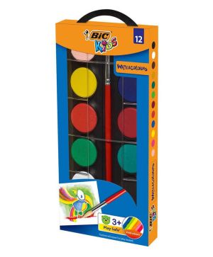 Акварелни бои Bic 12 цвята + четка
