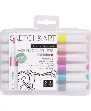 Маркери акрилни Sketch&Art, 6 цвята, Пастел