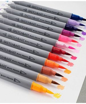 Двувърхи маркери четка+тънкописец Sketch&Art 24 цвята
