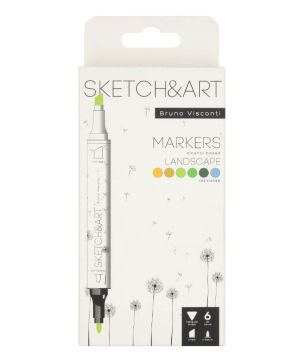 Двувърхи маркери Sketch&Art, 6 цвята, Гора