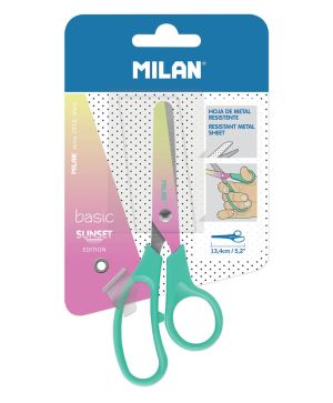 Ножица детска Milan Sunset 13,4 см, зелена дръжка