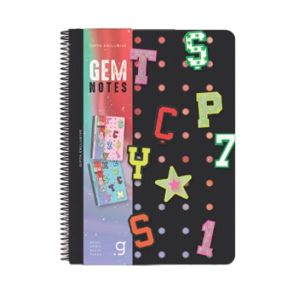 Gipta Тетрадка Gem Notes, A4, бяла хартия, широки редове, PP корица, със спирала, 80 листа