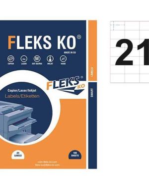 Етикети в кутия A4  Fleks Ko 21 броя на лист, 70/42.3 мм