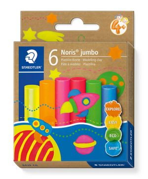 Пластилин Staedtler Noris Jumbo, 6 цвята, Неон