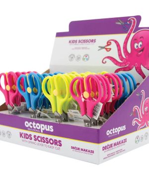 Детска ножица Octopus 14см, с пружина,асорти