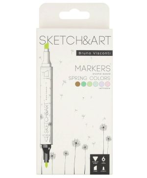 Двувърхи маркери Sketch&Art, 6 цвята, Пролет