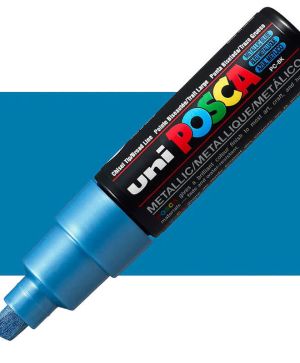 Перманентен маркер Uni Posca PC-8M на водна основа, 8 mm, Син металик