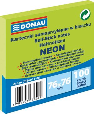 Кубче Donau, 76х76 mm, 100 л., Зелен неон