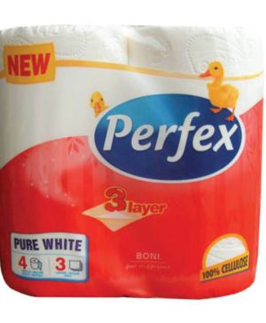 Тоалетна хартия Perfex 4 броя, 3 пласта Pure white
