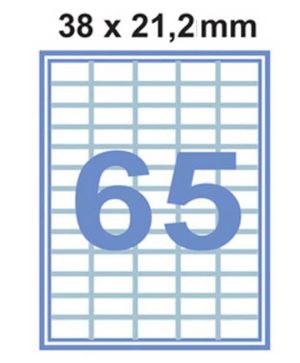 Етикети Bluering A4, 65бр на лист, 38х21.2mm