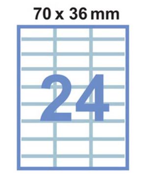 Етикети Bluering A4, 24бр на лист, 70х35mm