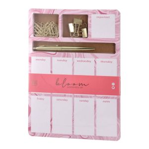 Планер Biro Time Opal, седмичен, с канцеларски материали, 48 листа, розов
