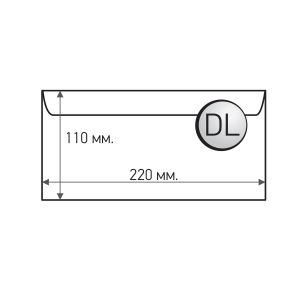Top Office Плик, DL, 110 x 220 mm, хартиен, със самозалепваща лента, бял, 1000 броя