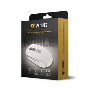 Мишка Yenkee YMS 2085WE, безжична, 2400 dpi, USB, 6 бутона, Li-Polymer, бяла