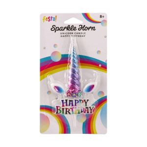 Свещ за торта Festa, Happy Birthday - Еднорог