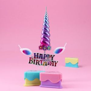 Свещ за торта Festa, Happy Birthday - Еднорог