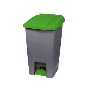 Кош за отпадъци Planet, за разделно събиране, с педал, пластмасов, 70 L, зелен