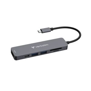 USB Хъб Verbatim Essentials, 6 порта, USB Type-C, SD четец