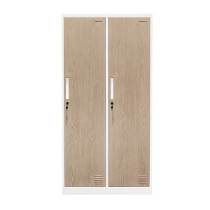 Гардероб RFG, двоен, метален, 900 х 450 х 1850 mm, кехлибарен дъб и бяло