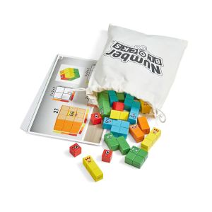 Learning Resources Конструктор Numberblocks, с дървени кубчета в торбичка