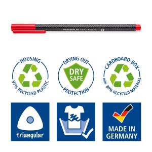 Комплект тънкописци Staedtler 334 rPP, 10 цвята