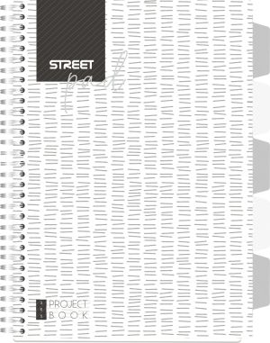 Тетрадка Street Pad, А5, спирала, PP, 100 листа, малки квадратчета, white