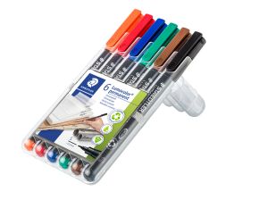 Комплект маркери Staedtler Lumocolor 313 OHP S, 6 цвята