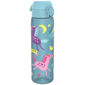 Бутилка за вода Ion8 Print, рециклирани пластмаса, 500ml, ЕДНОРОЗИ СИНИ