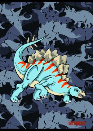 Тетрадка Street, А5, бели листа, 54л, Dinosaurs