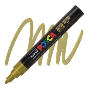 Перманентен маркер Uni Posca PC-5M на водна основа, 1.8-2.5 mm, Златист