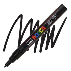 Перманентен маркер Uni Posca PC-3M на водна основа, 0.9-1.3 mm, Черен