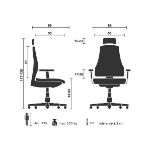 Директорски стол RFG Trento 26 HB, дамаска и меш, Synchronous механизъм, до 120 kg, черна седалка, зелена облегалка